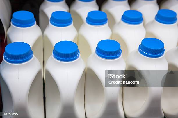 Milk Bottle Stock Photo - Download Image Now - Blank, Blue, Bottle