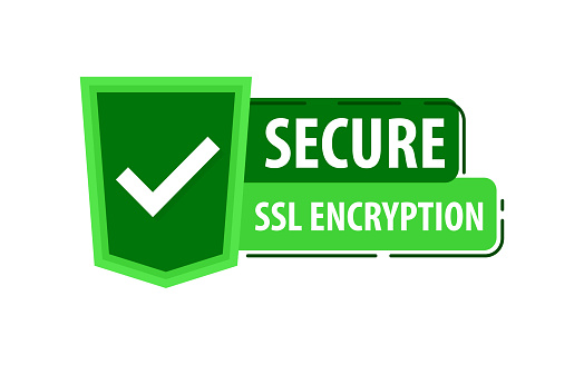 Green Secure Checkmark Badge Illustrating SSL Encryption for Safe Internet Browsing and Transactions.