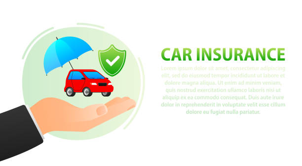 istock Car Insurance Concept with Protection Umbrella and Safety Shield. Vector stock illustration 1787689115