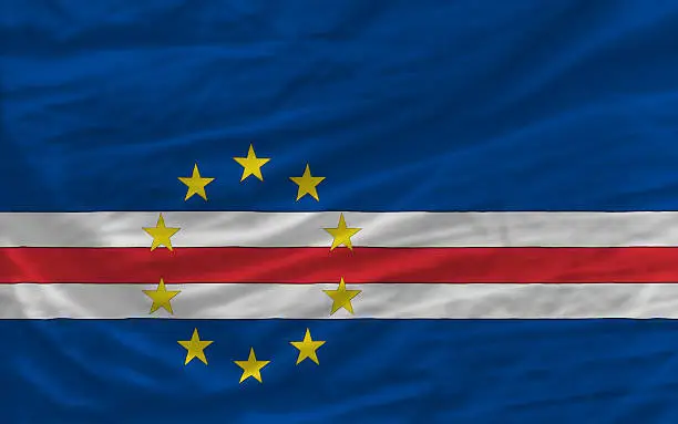 complete national flag of  cape verde covers whole frame, waved, crunched and very natural looking. It is perfect for background