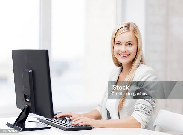 Businesswoman With Computer Stock Photo - Download Image Now - Human Face, Adult, Adults Only