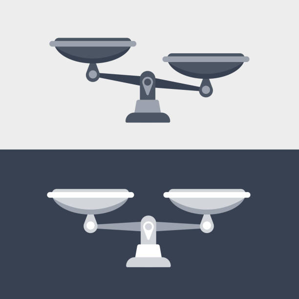 istock Vector monochrome illustration of scales with different weights and scales with the same weight. 1787692583