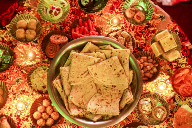 istock Indian sweets mithai & snacks in bowl for Diwali or any other festivals, selective focus 1787693897