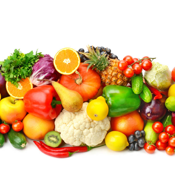 istock fruits and vegetables isolated on a white background. 1787697090