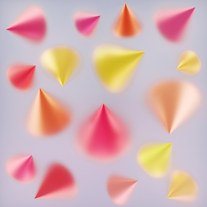 Abstract geometrical background with 3d cones seen through matte glass  CGI
