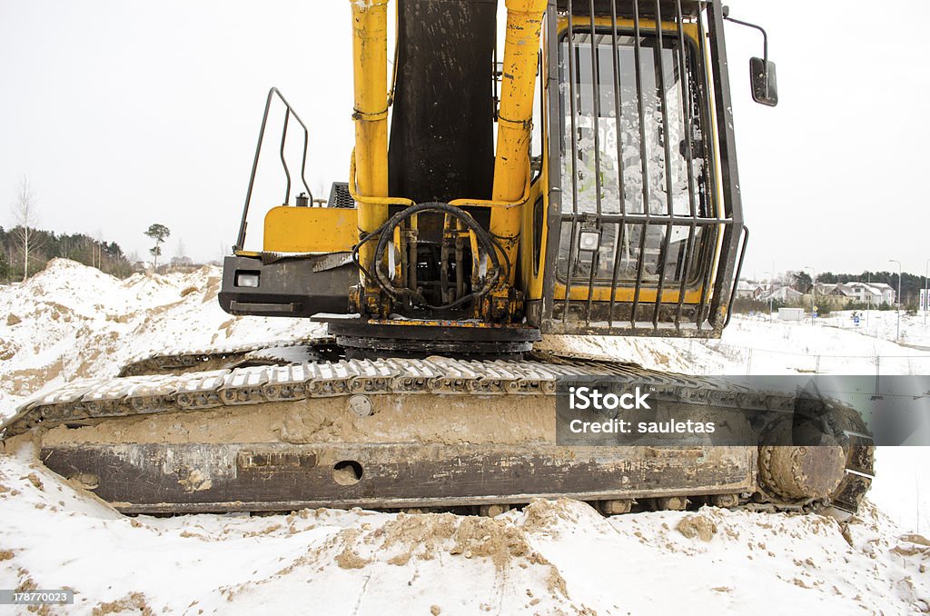 Гусеница excavator трактора кабина Снежный зимний - Стоковые фото Machinery роялти-фри