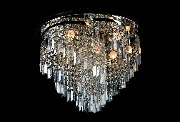 Contemporary glass chandelier stock photo