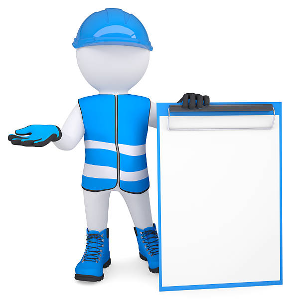istock 3d man in overalls with a checklist 178771161