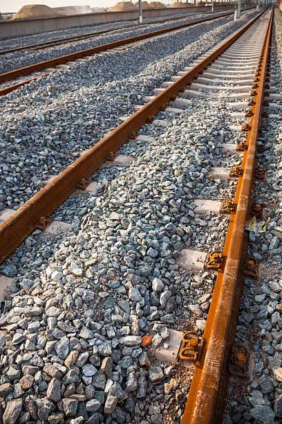 railroad macro on the track bed