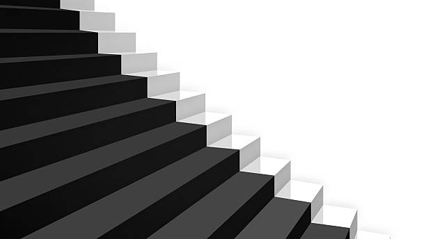 istock close-up white stairs in diagonal perspective with black carpet 178772448