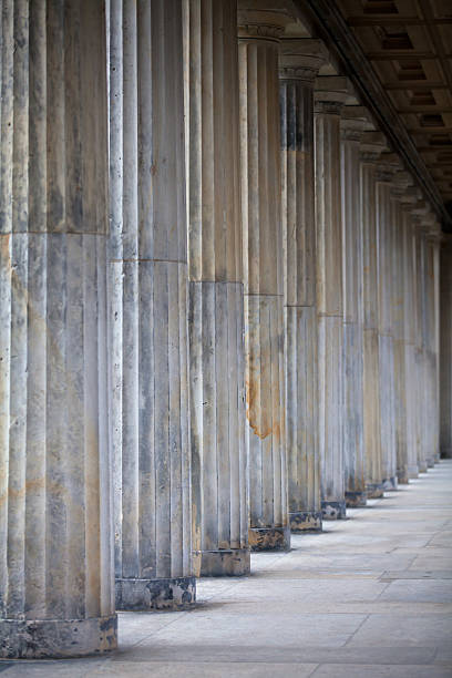 Old grey columns stock photo