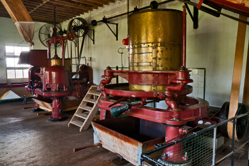 Old machines at small tea factory on island Sao Miguel, Azores