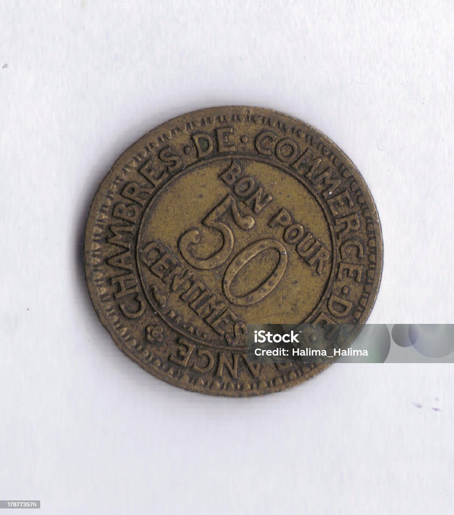Numismatischen Stück: Frankreich 50 Centimes Wert anzeigen - Lizenzfrei Alt Stock-Foto