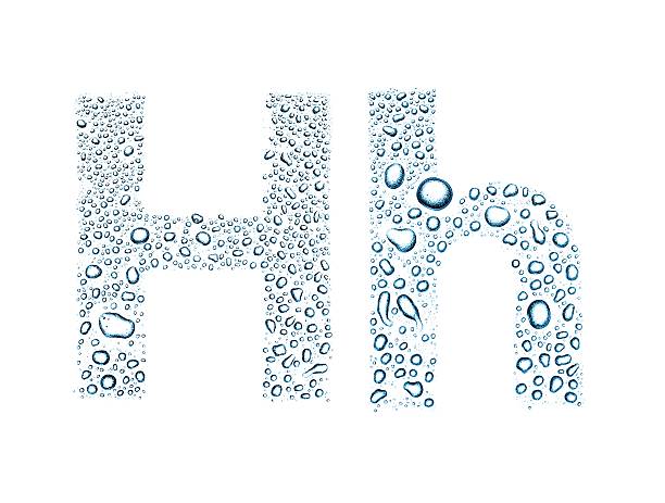 istock Water drops alphabet letter h, isolated white 178774236
