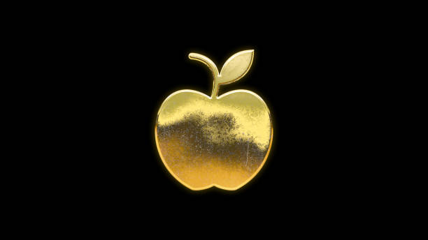 istock Apple icon symbol gold golden cut out isolated 1787743094
