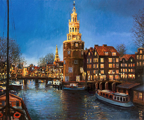 アムステルダムの夜景 - amstel river illustrations点のイラスト素材／クリップアート素材／マンガ素材／アイコン素材