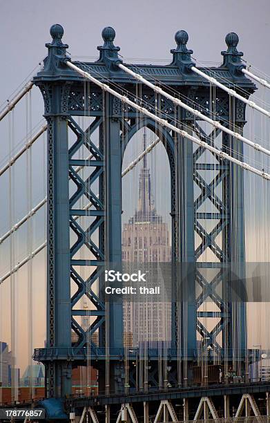 Empire State Building Manhattan Bridge Stock Photo - Download Image Now - Empire State Building, Fame, Famous Place