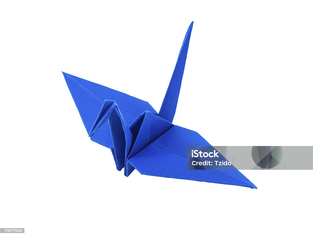 origami blauen Papier-Vogel auf weißem Hintergrund - Lizenzfrei Asien Stock-Foto