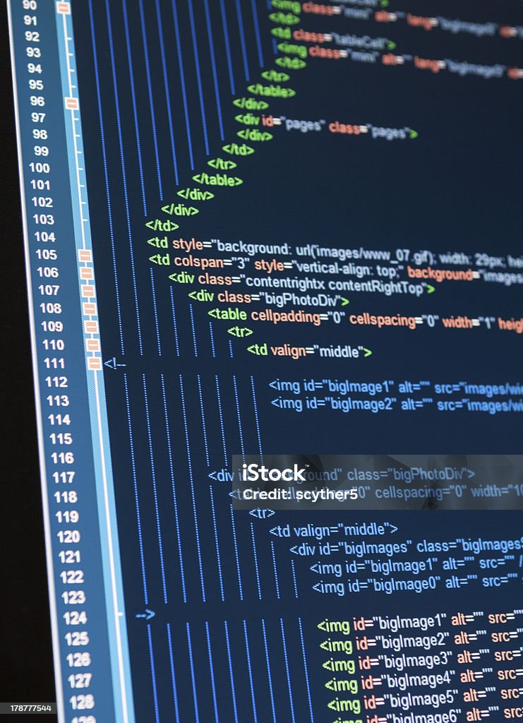 Html Web Code On Blue Background Stock Photo - Download Image Now ...