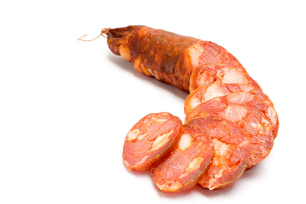 istock Portuguese smoked sausage sliced on a white background 178777739