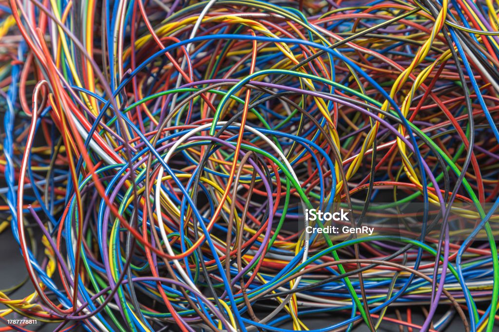 Multi Color Wire Multicolored Electrical Wires Abstract Technological Background Texture ...