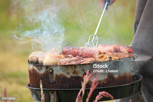 Photo libre de droit de Feu Feu De Camp Fire Flames Grillades Steak Sur Le Barbecue banque d'images et plus d'images libres de droit de Aliment