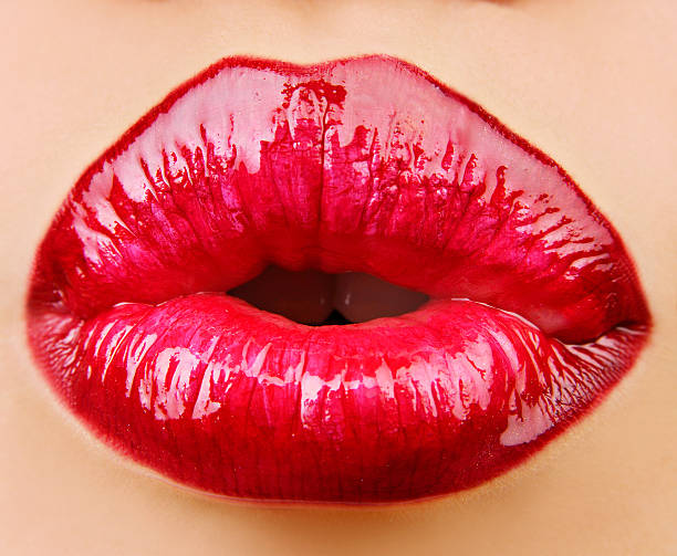 Beautiful red lips stock photo