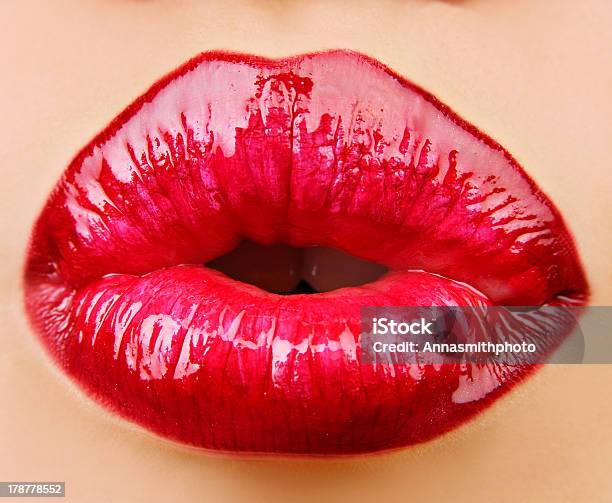 Beautiful Red Lips Stock Photo - Download Image Now - Adult, Beautiful People, Beautiful Woman