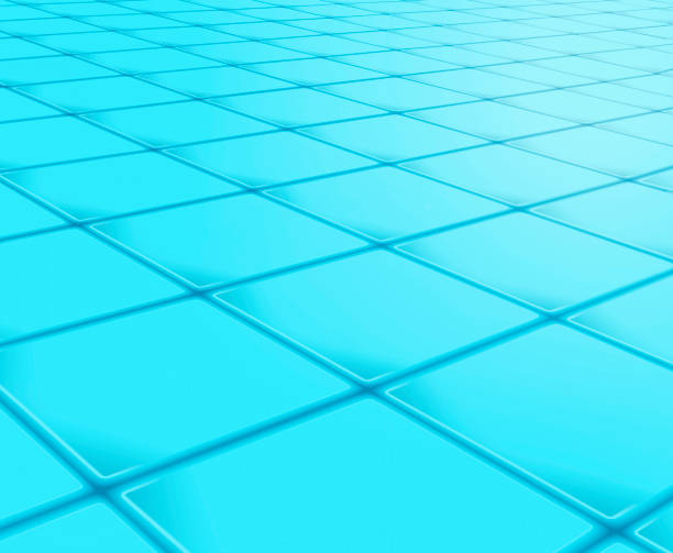 Rendering reflective surface or floor made of square tiles in blue