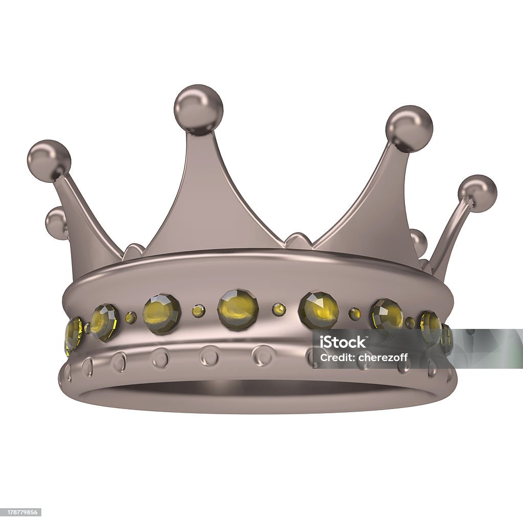 청동색 왕관 장식된 옐로우 사파이어 - 로열티 프리 3차원 형태 스톡 사진