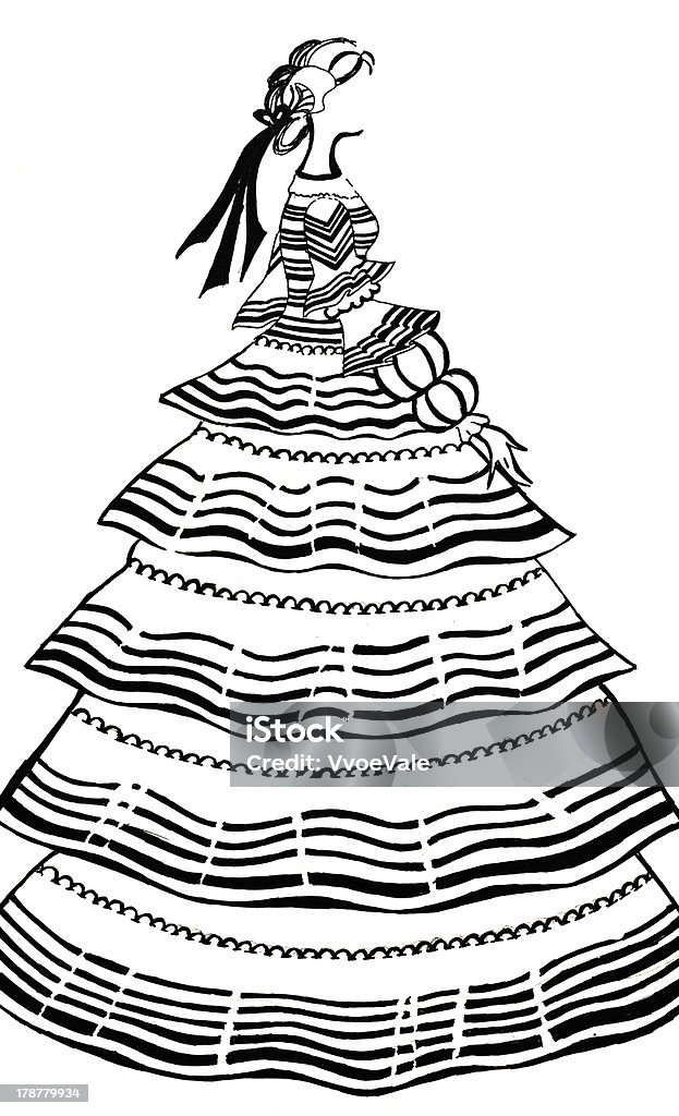 Femme robe de fête en crinoline - Illustration de Adulte libre de droits