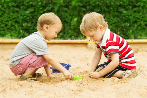 Children Playing in Sand, Kids Leisure Outdoor Game
