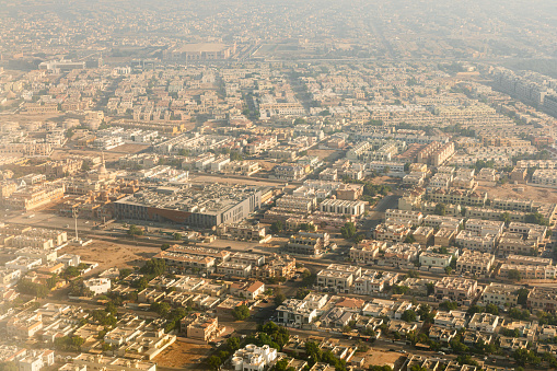 Aerial view of Dubai city suburb