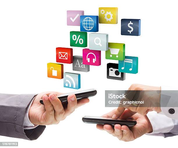 Touch Screen Mobile Phone Of Cloud Application Icon Stock Photo - Download Image Now