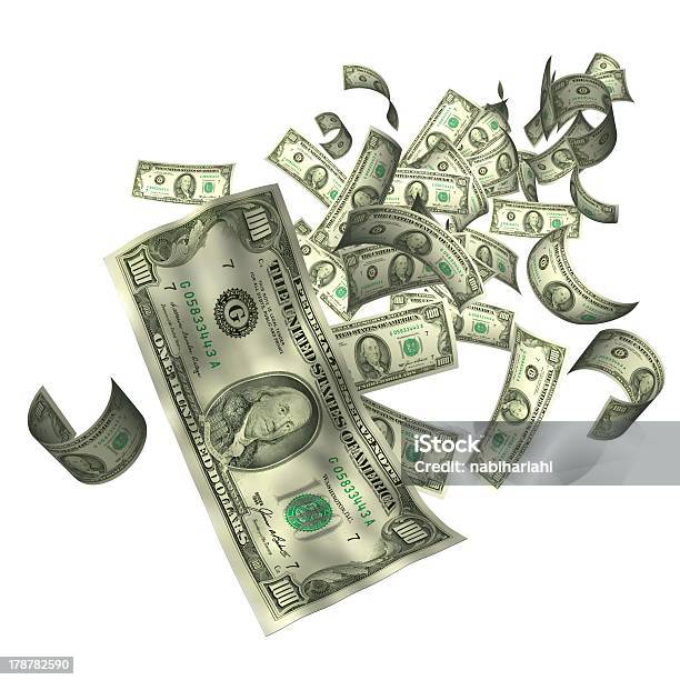 Foto de Impressão De Dinheiro e mais fotos de stock de Dinheiro caindo do céu - Dinheiro caindo do céu, Fundo Branco, Aspiração