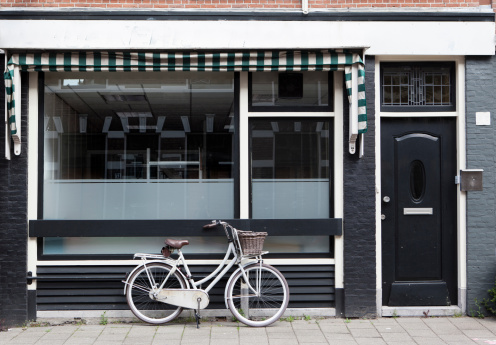 White bicycle in Haarlem, Netherlands.