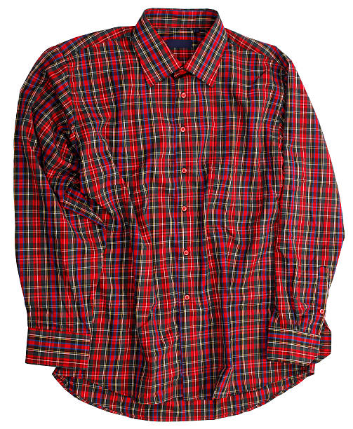 istock Man's red green cotton plaid shirt 178783324