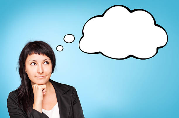 istock Beautiful young woman think. Blue background. 178783503