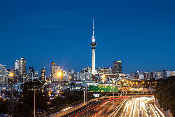 istock Illuminated road with Auckland skyline in the back 178784514