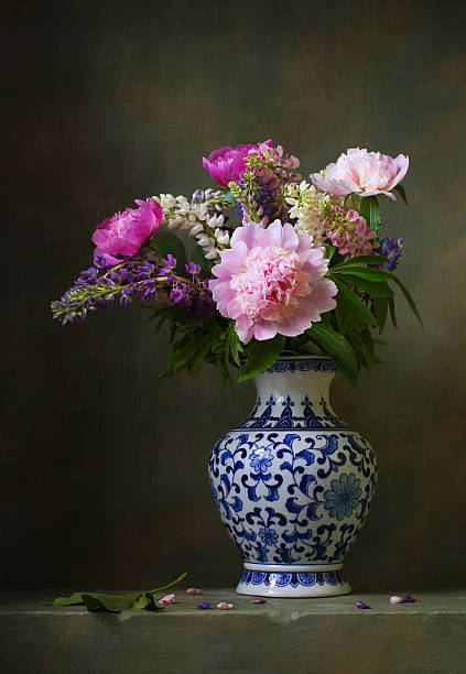 Still life with peonies Still life with peonies in a chinese vase still life photos stock pictures, royalty-free photos & images