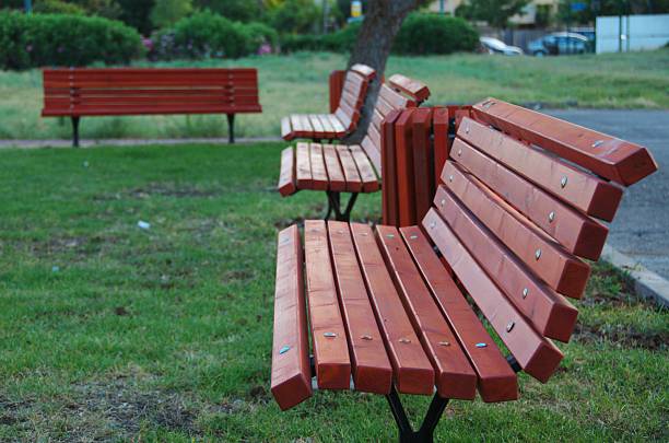 istock Row of park benches 178784964