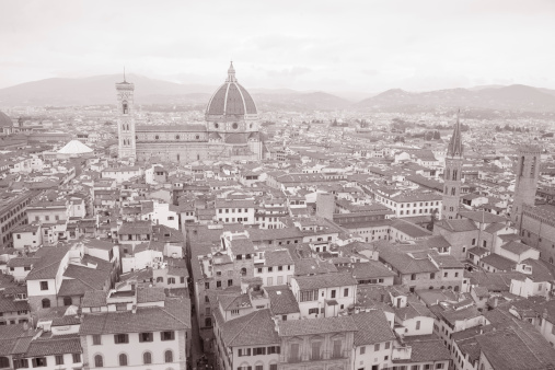 Cathedral Church, Florence and Cityscape in Black and White Tone