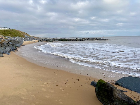 A beautiful deserted beach at Hopton on Sea near Great Yarmouth in winter