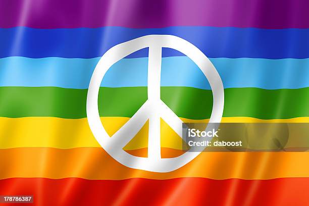 Rainbow Peace Flag Stock Photo - Download Image Now - Backgrounds, Blue, Colors