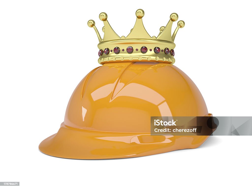 Crown on helmet Crown on helmet. Isolated render on a white background Crown - Headwear Stock Photo