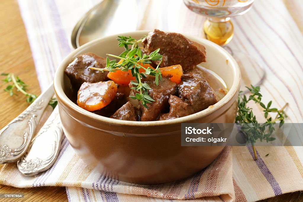 beef goulash (stew)  with vegetables and herbs Beef Stock Photo