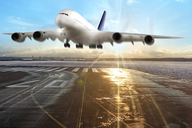 istock Passenger airplane landing on runway. 178789077
