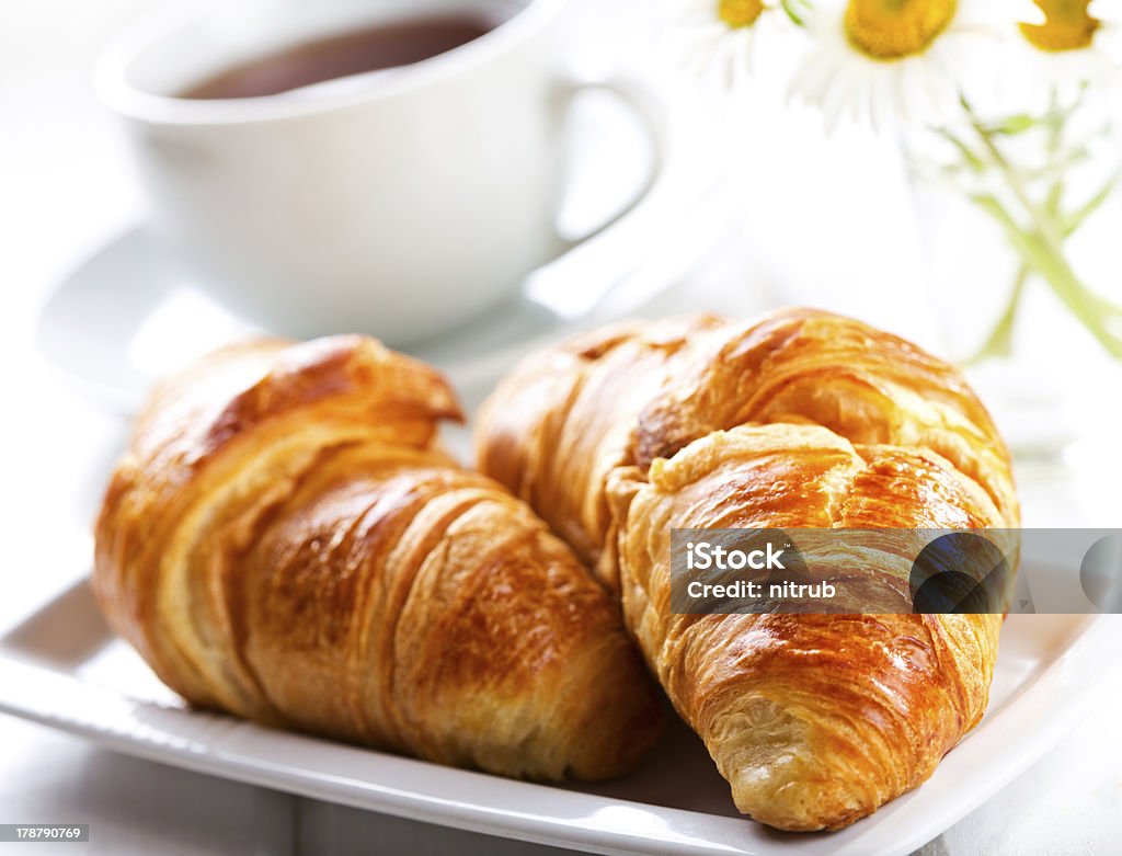 Croissants breakfast with fresh croissants Baked Pastry Item Stock Photo