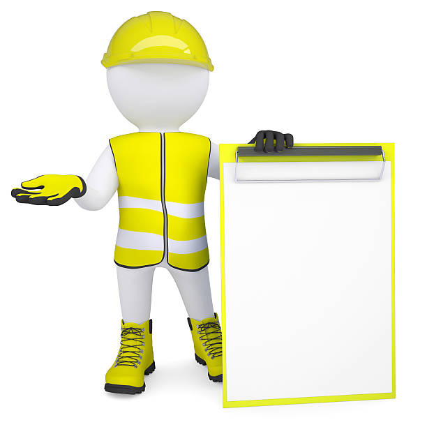 istock 3d man in overalls with a checklist 178791198