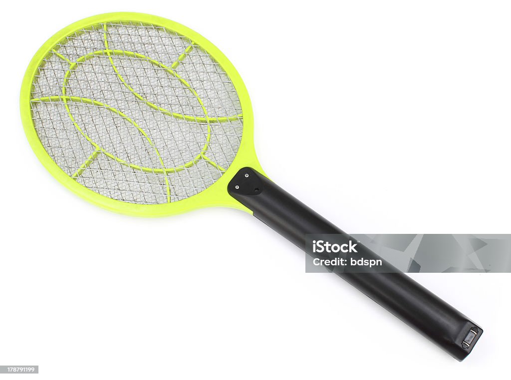 Mosquito killing racket Mosquito killing racket over white background Mosquito Stock Photo